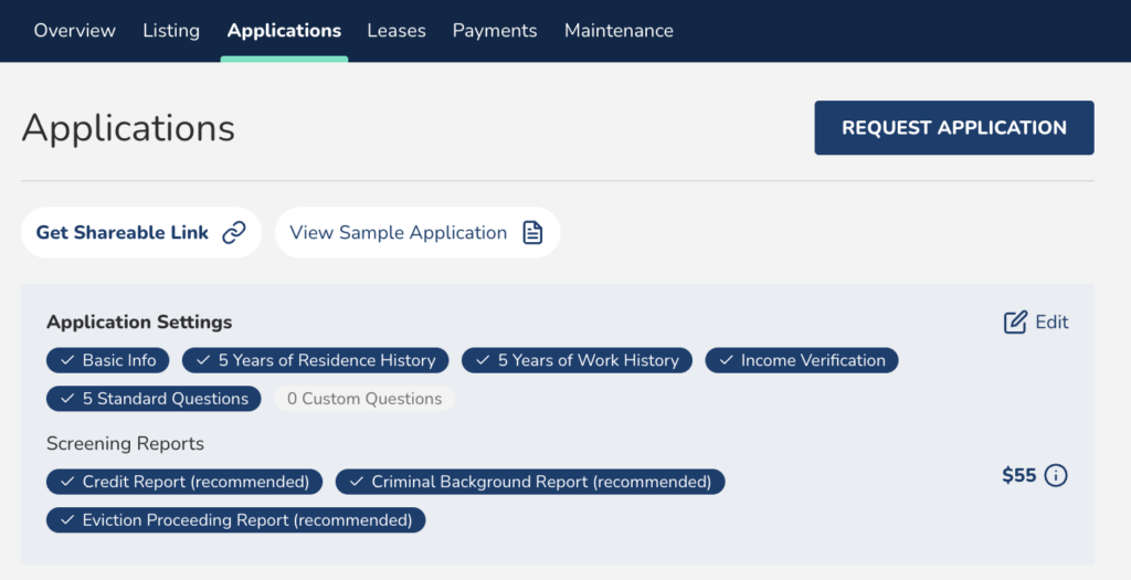 avail rental application view